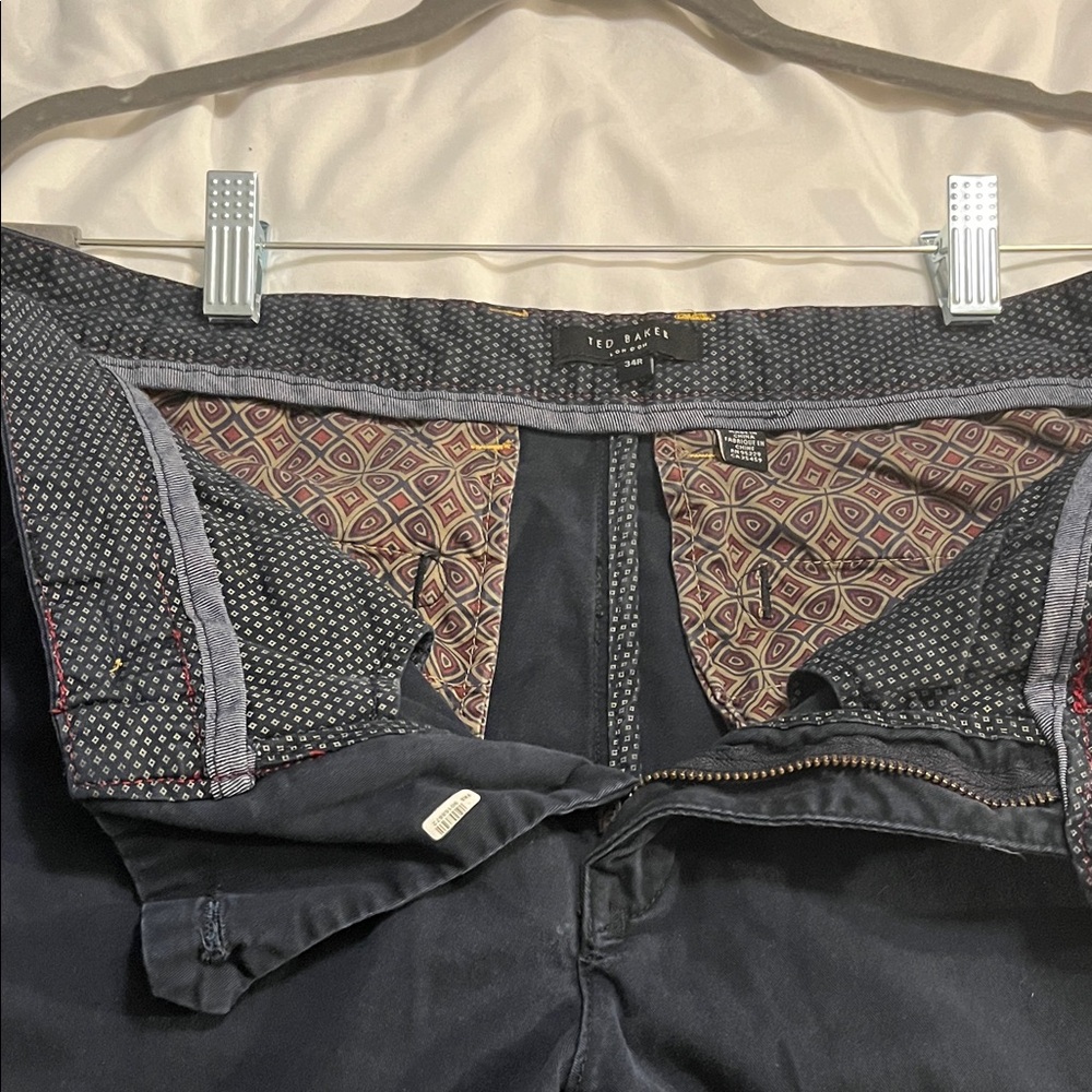 Ted Baker Navy Trousers with Patterned Lining